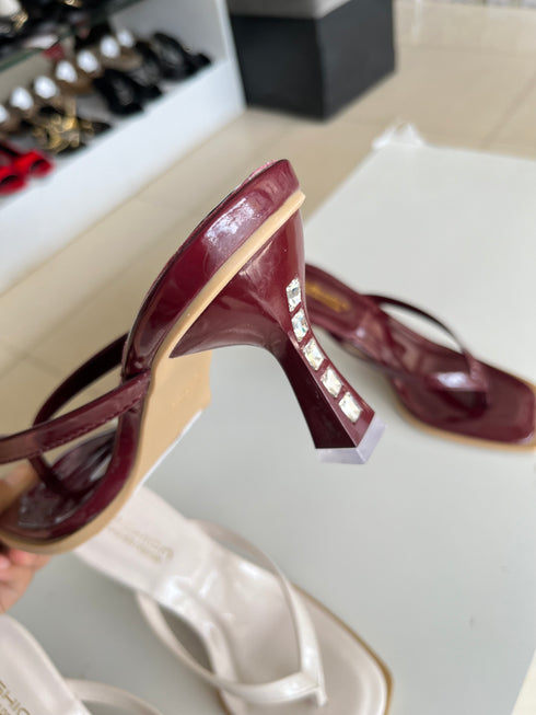 Single Straps Square Open Toe Heel
